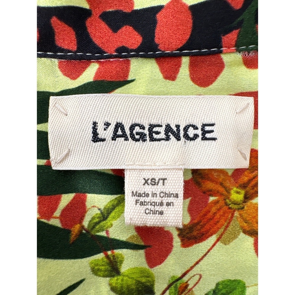 L'AGENCE Womens Floral Tropical 100% Silk‎ Button Down Shirt XS Excellent Resort - Picture 6 of 11